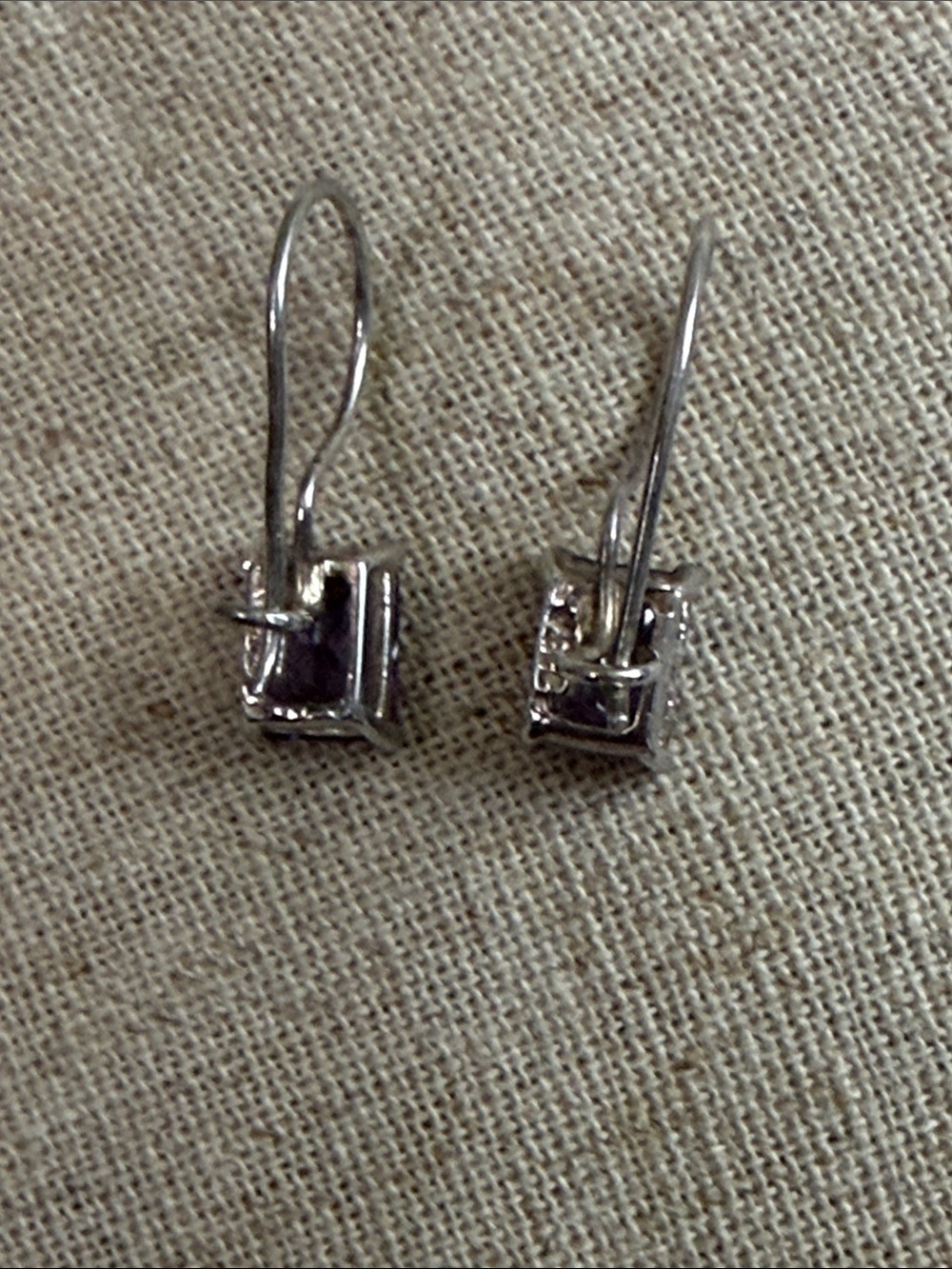 Sterling Silver Purple Stone Drop Earrings 925 - Picture 4 of 5